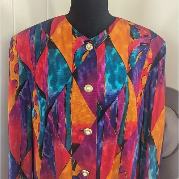 VTG Yarell Rainbow Clowncore Rebel Punk Power Blazer 80s Retro Art to Wear 8 - Picture 3 of 12